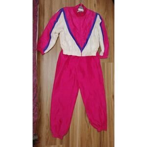 WindBraker Tracker Suit 2 pieces Set 80's Barbie Style Medium Pink,Purple,Pearl
